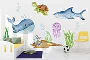 Sea Animals Watercolor Clipart, an Animal Illustration by LuiDesignStudio (Thumbnail 4 of 5)