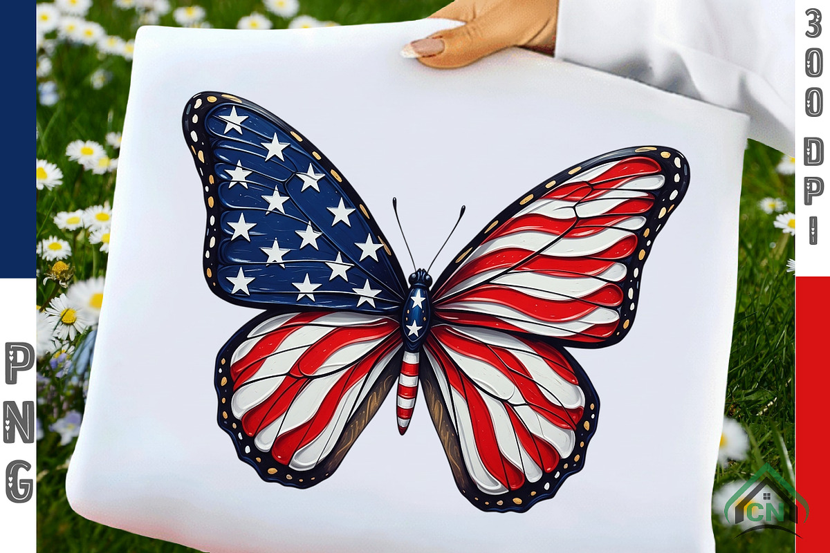 Brushstroke Patriotic Butterfly Png, an Illustration by Craft Nest (Photo 1 of 6)