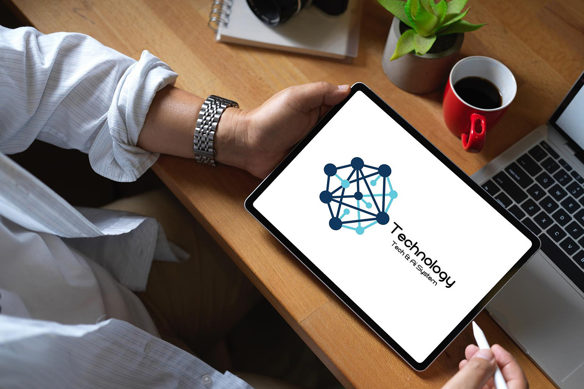 Technology logo, AI logo design, a Branding & Logo Template by YUDesignStore (Photo 4 of 5)
