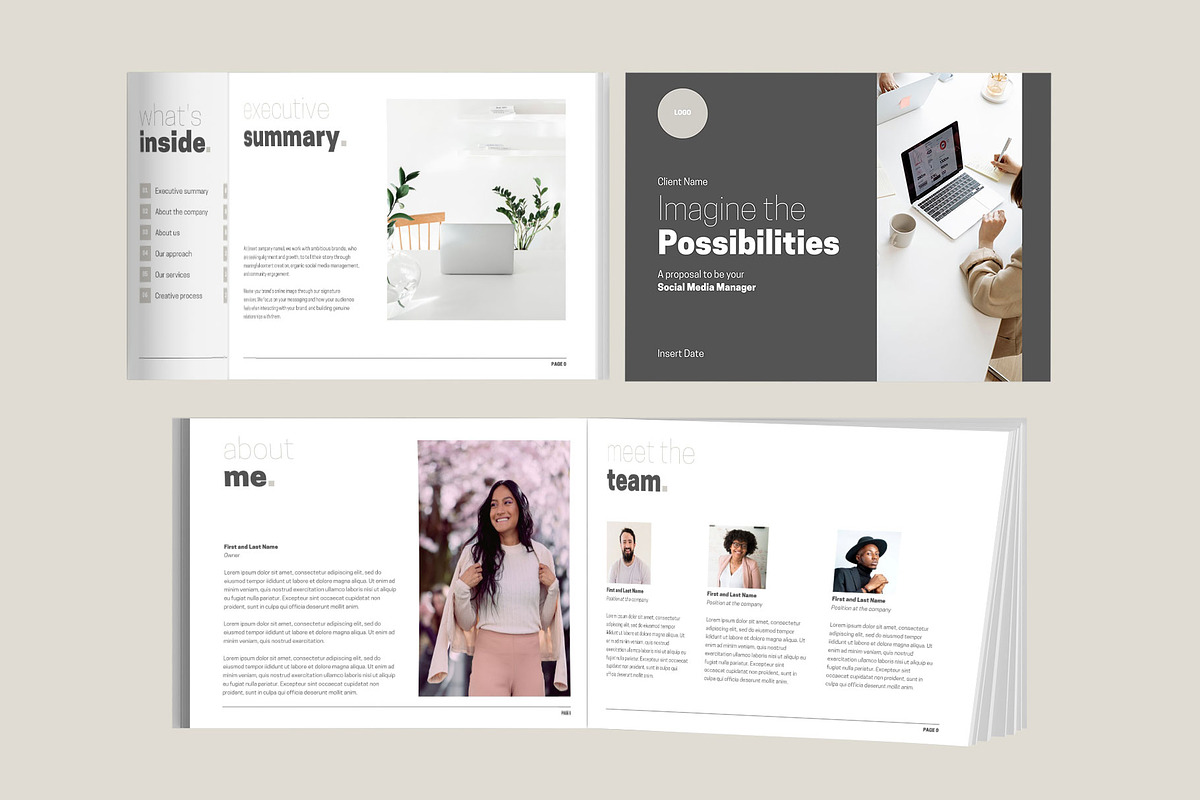Beige Social Media Proposal Template, a Presentation Template by InkBlue Templates (Photo 3 of 7)