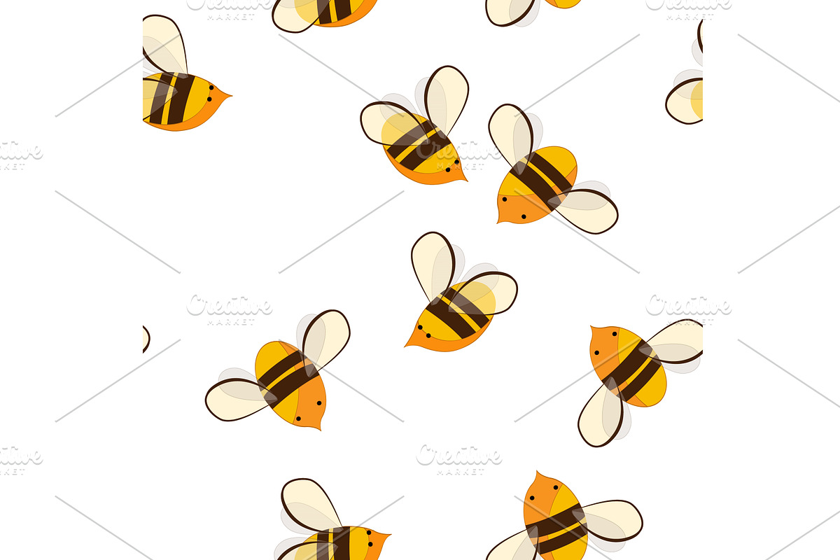 Cute cartoon honey bees seamless, an Animal Illustration by Toltemara