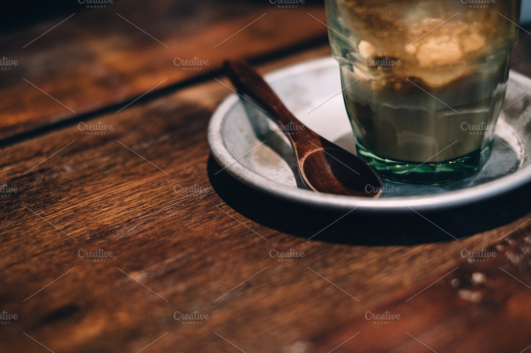 Coffee on tin plate featuring latte, coffee, and rustic, a Food & Drink Photo by The Kandid