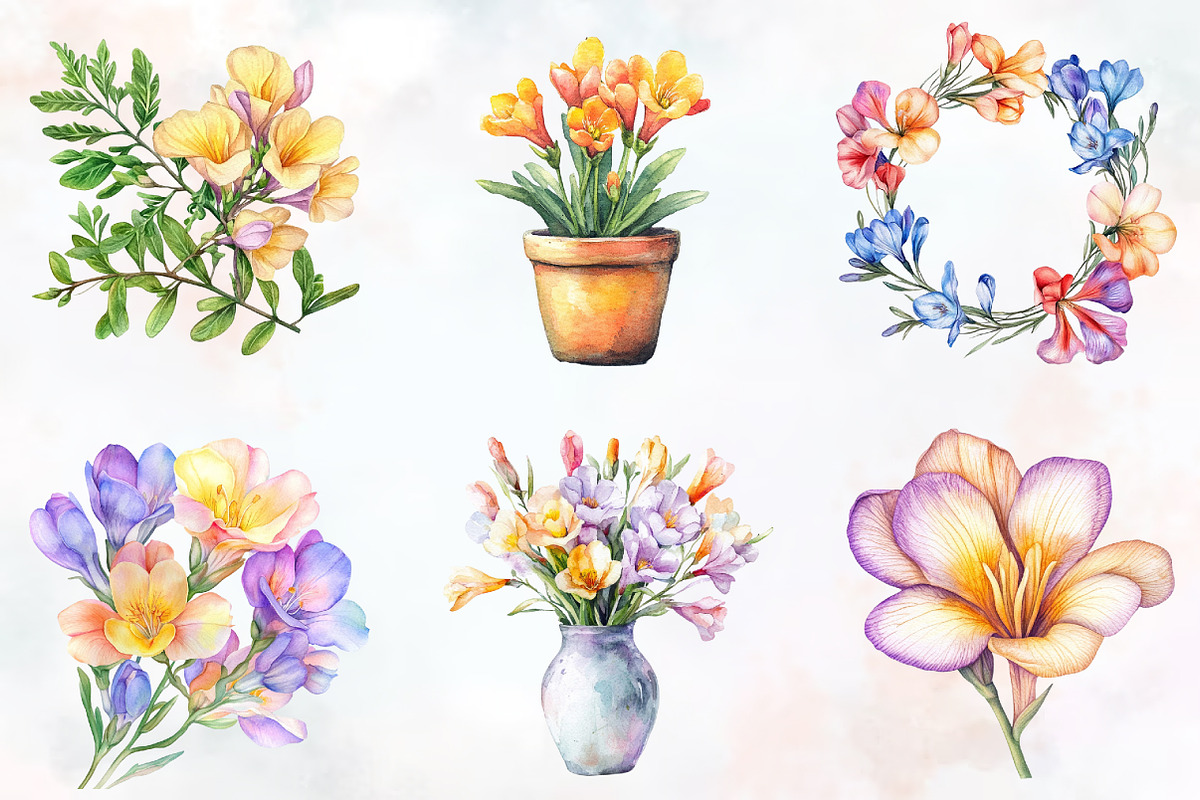Freesia Mother's Day Watercolor Clip, an Illustration by RobertsArt (Photo 7 of 7)