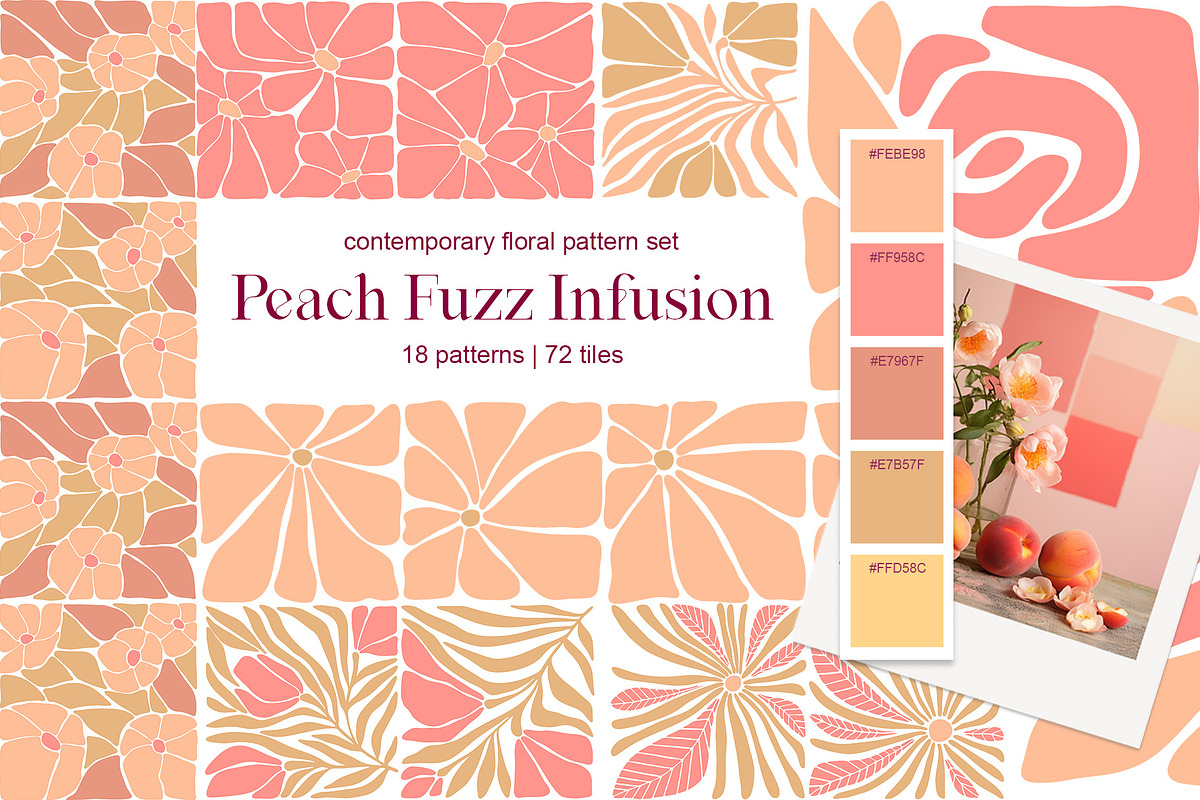 Peach Fuzz, abstract floral Patterns, a Pattern Graphic by ArtPavo (Photo 1 of 8)