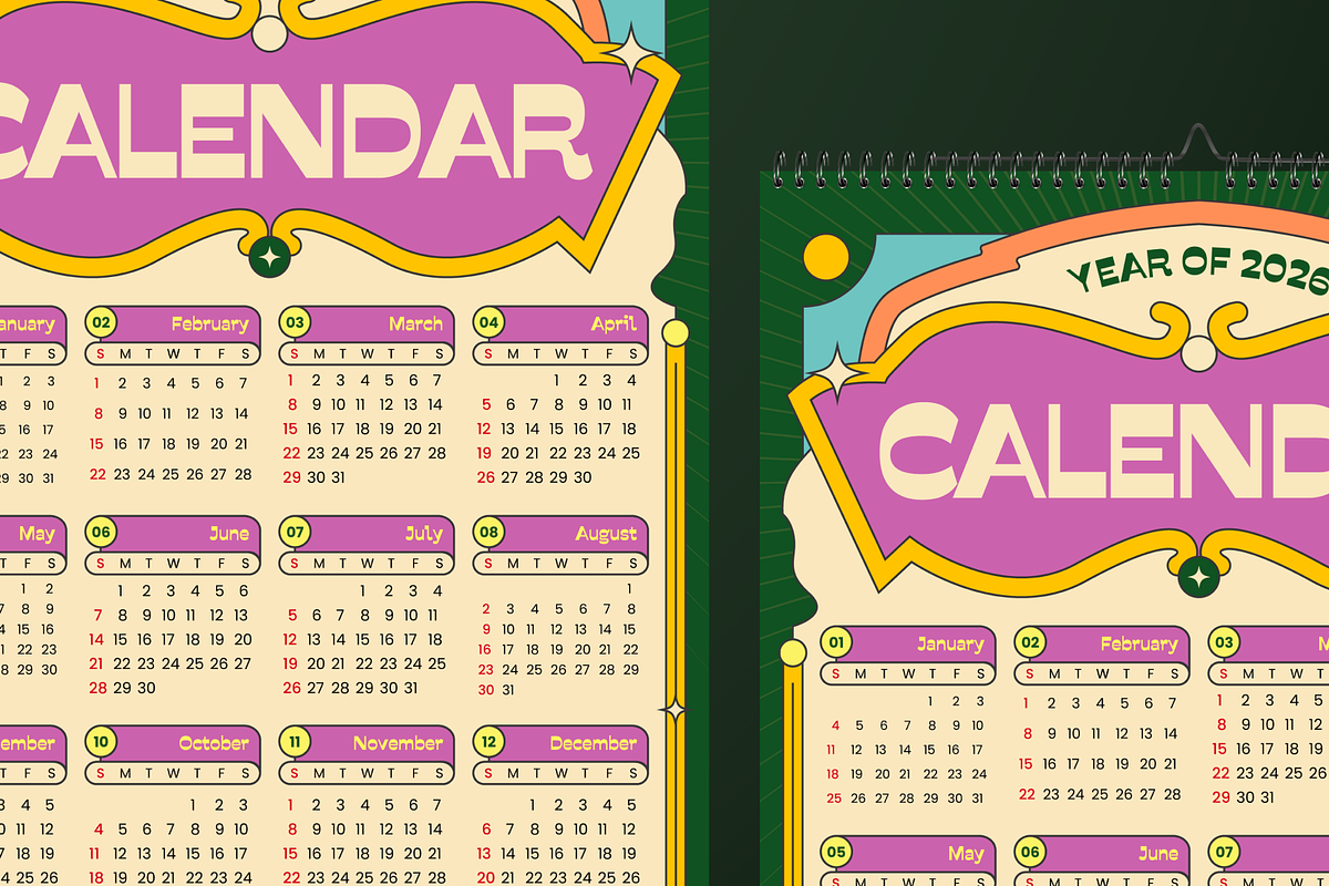 Vintage Pop Art Wall Calendar 2026, a Print Template by Annora Studio (Photo 3 of 6)