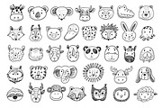 Funny Animal faces illustrations set, an Animal Illustration by GooseFrol (Thumbnail 2 of 9)