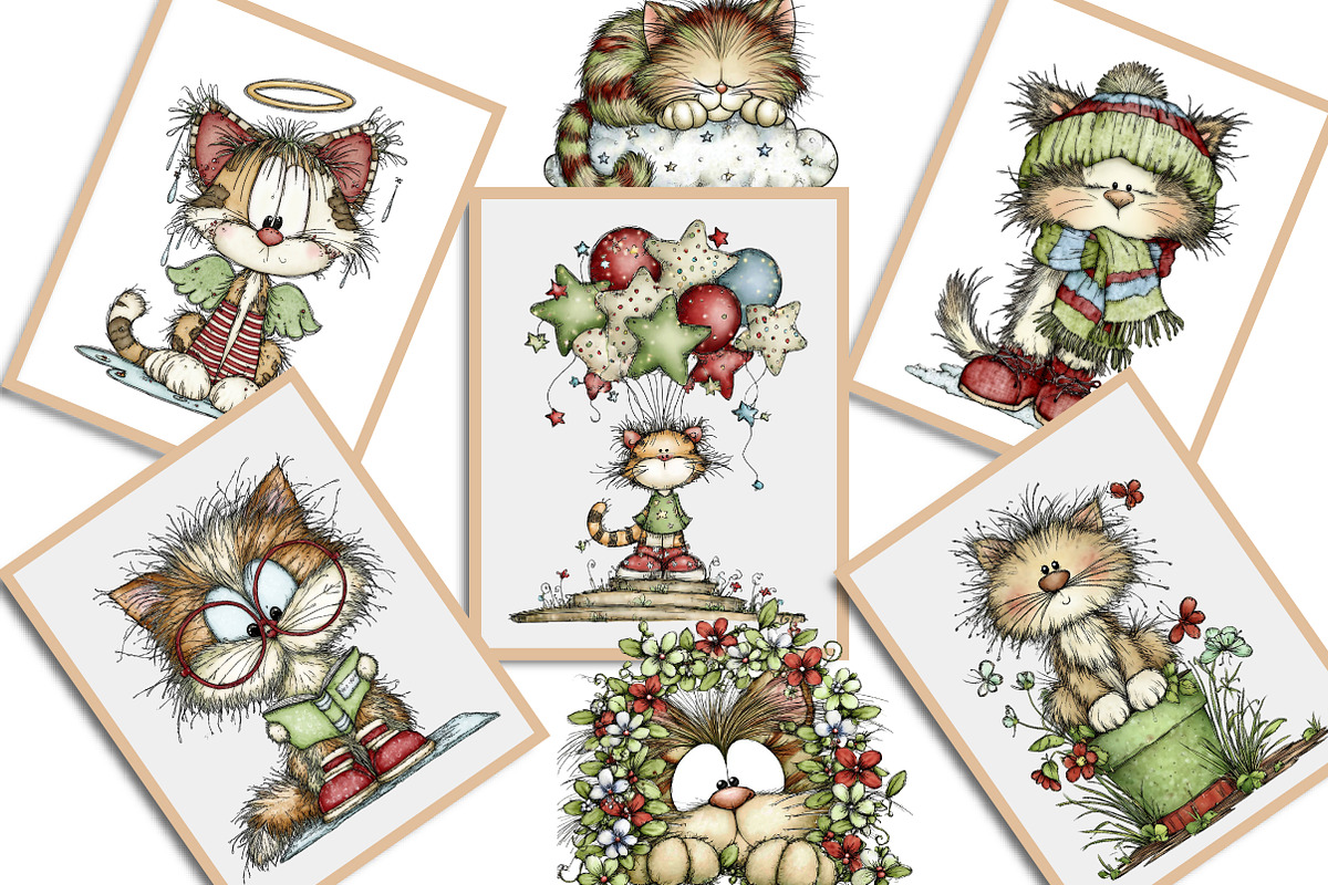 Whimsical Christmas Fluffy Cats PNG, an Illustration by Creative Art (Photo 12 of 12)