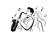 Saxophone Music Love Vector Bundle, an Illustration by Designs_River (Thumbnail 14 of 51)