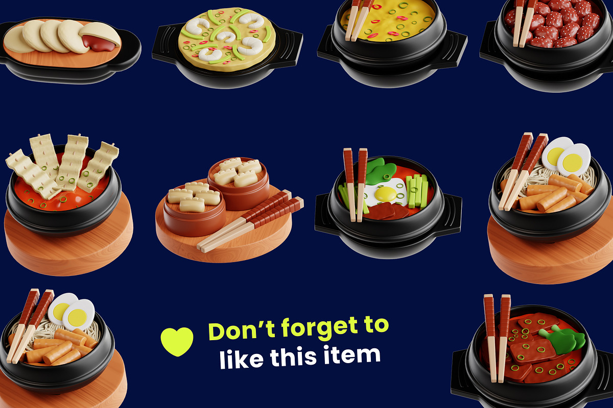 Korean Food 3D Icon Pack, a Food & Drink 3D Model by orenjidesign (Photo 8 of 8)