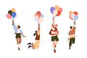 Happy people fly with balloons set, a Person Illustration by Good Studio (Thumbnail 2 of 6)