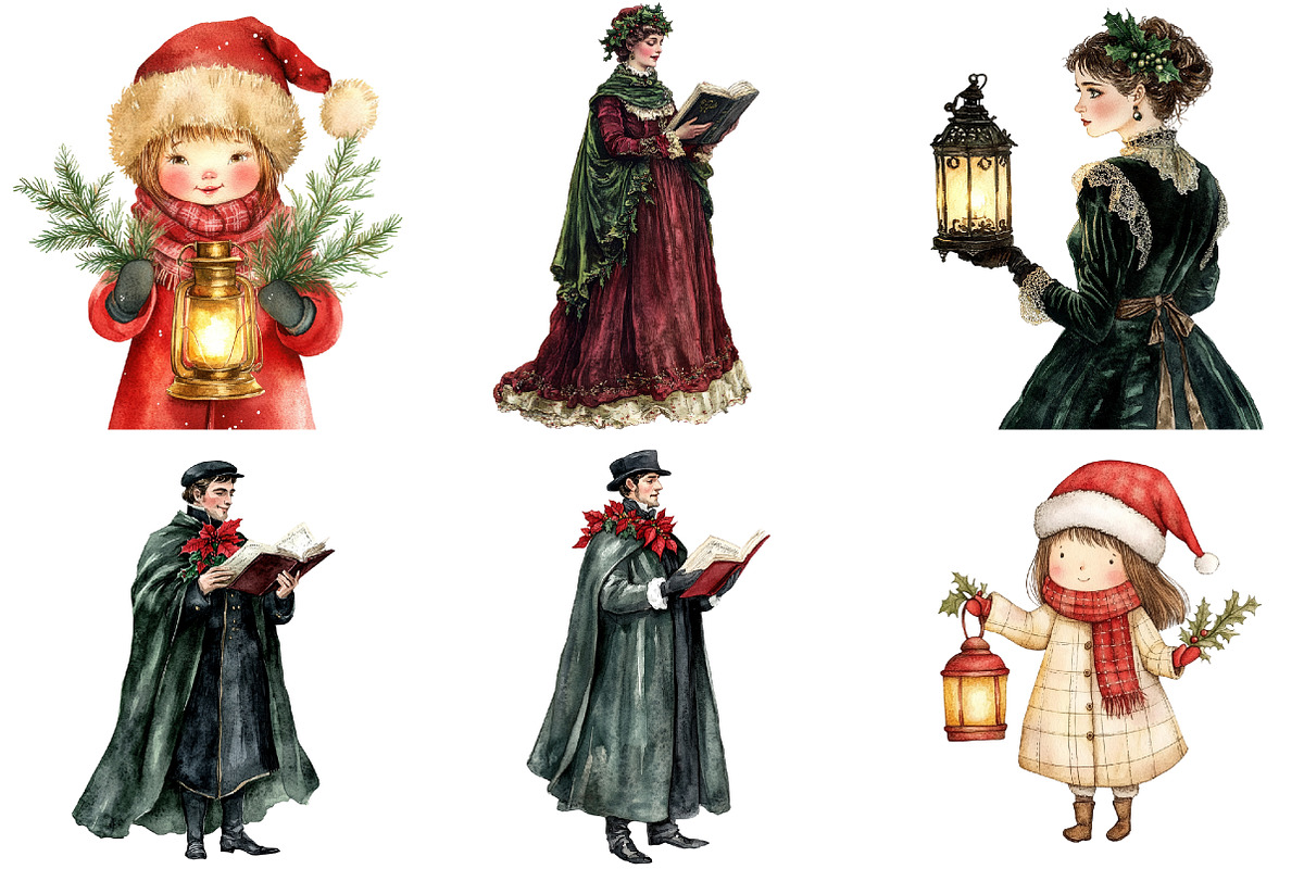 Christmas Carolers Watercolor, a Seasonal Illustration by CitraGraphics (Photo 5 of 6)