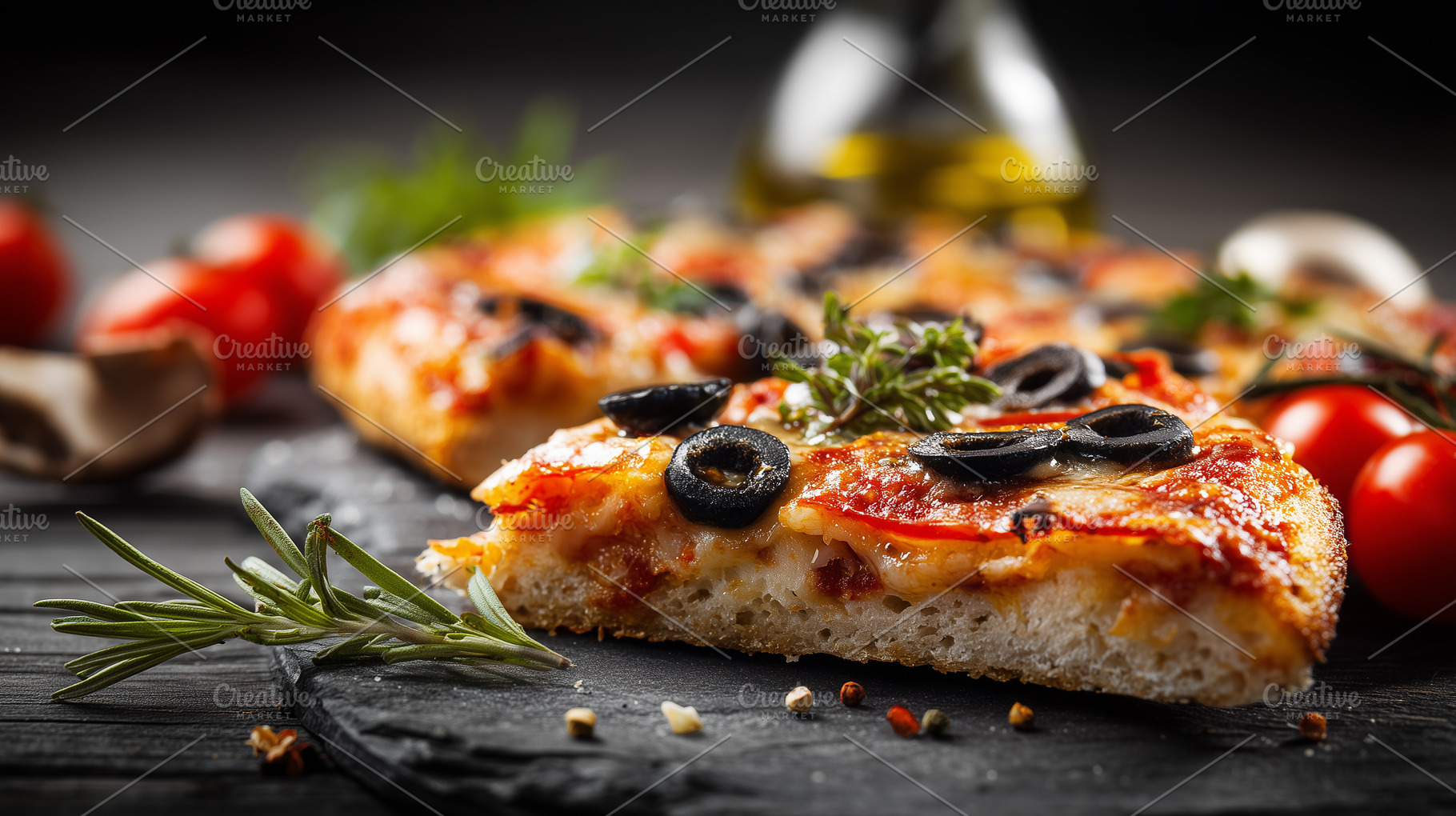 Slice of pizza topped with melted, a Food & Drink Photo by MistyDay