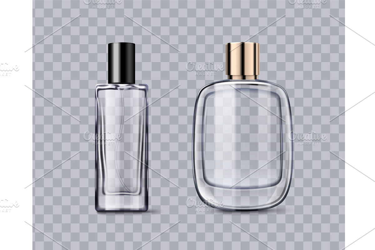 Fragrance glass bottles mockup with, an Object Illustration by art PVP - market