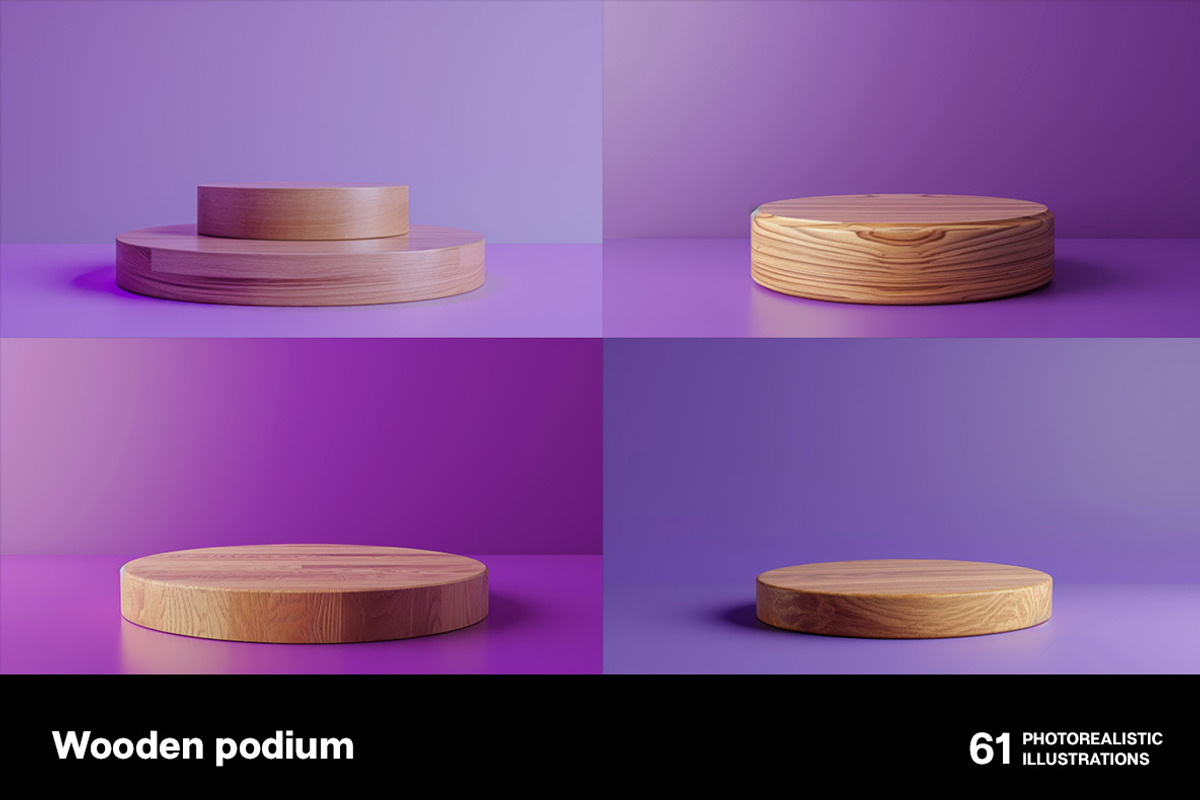 Wooden podiums. 61 images, a Decorative Illustration by Handmadefont (Photo 13 of 14)