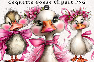 Coquette Goose Clipart PNG, a Seasonal Illustration by CreationArt