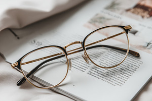 Single pair of eyeglasses centered, a Beauty & Fashion Photo by Virgo Studio