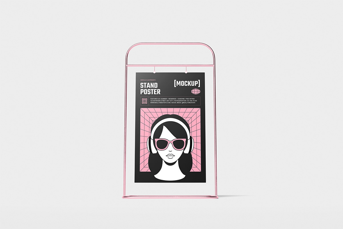 Poster Stand Mockup, an Advertising Mockup by HanaSaka_Studio (Photo 2 of 5)