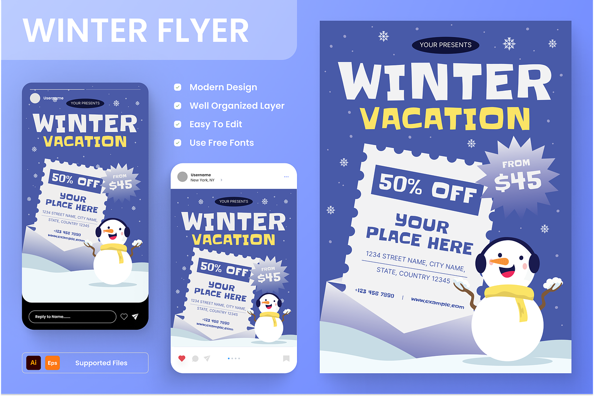 Winter Vacation Flyer Set, a Flyer Template by Annora Studio (Photo 1 of 6)