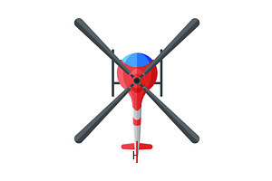 Flying Red and Blue Helicopter, a Transportation Illustration by TopVectors
