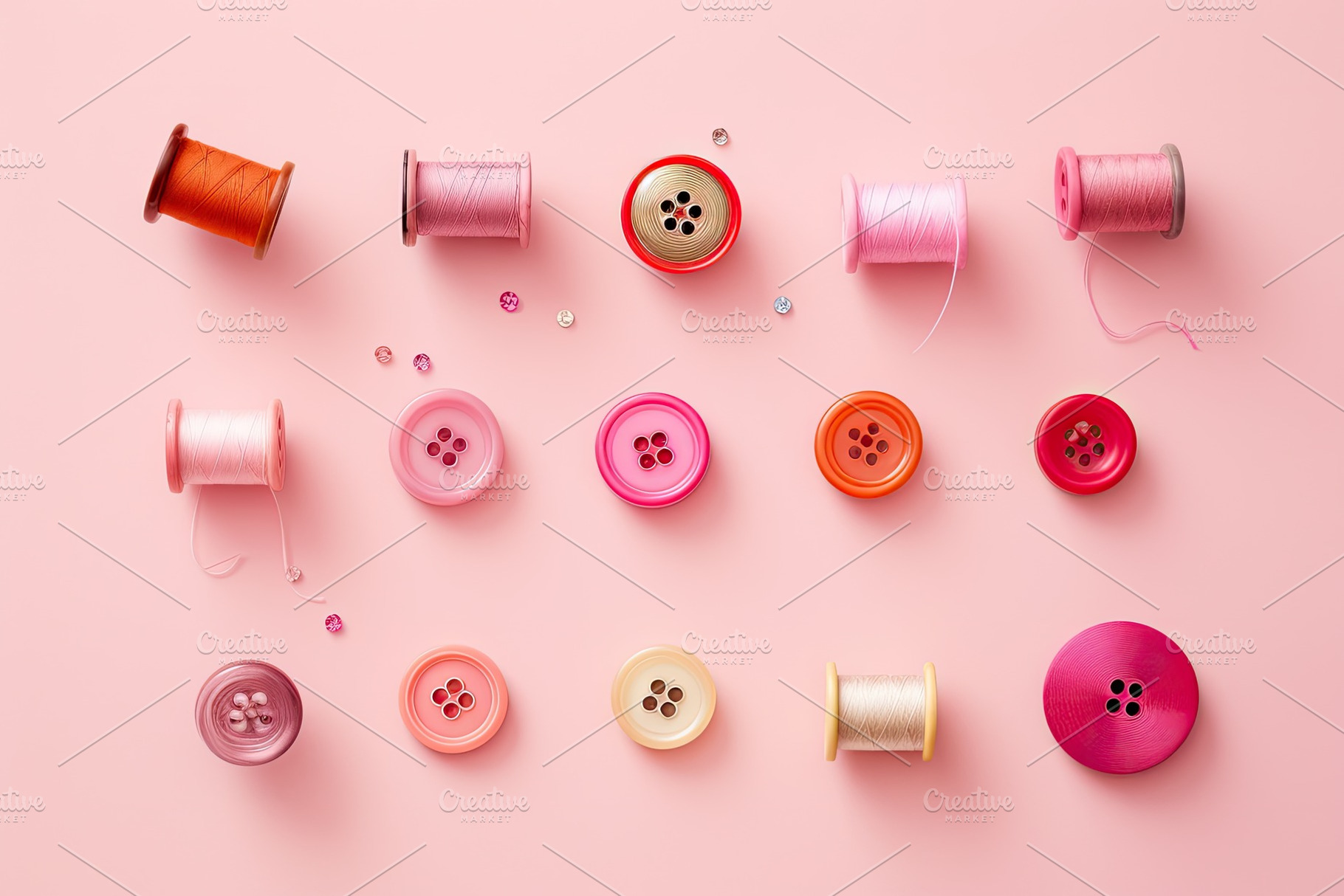 Colorful sewing accessories on pink, a Photo by Iftikhar Alam