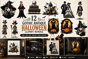 Gothic Antique Halloween Clipart, a Seasonal Illustration by S Graphic Studio (Thumbnail 1 of 4)