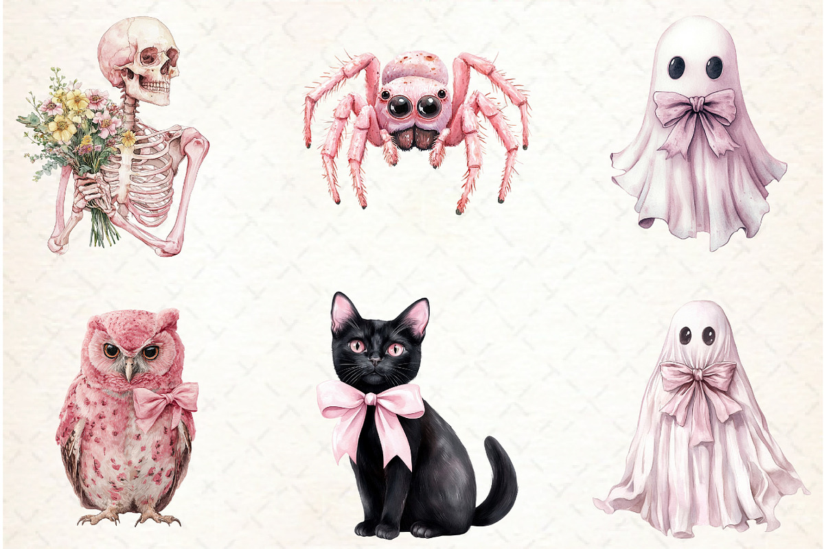 Pastel Pink Halloween PNG Clipart, a Graphic by Libby Wishes (Photo 4 of 6)
