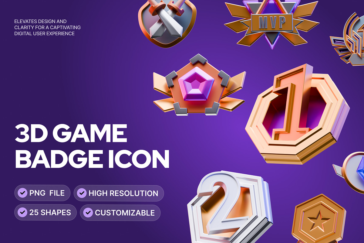 3D Game Badge Icon, an Object Graphic by Illustrava (Photo 1 of 7)