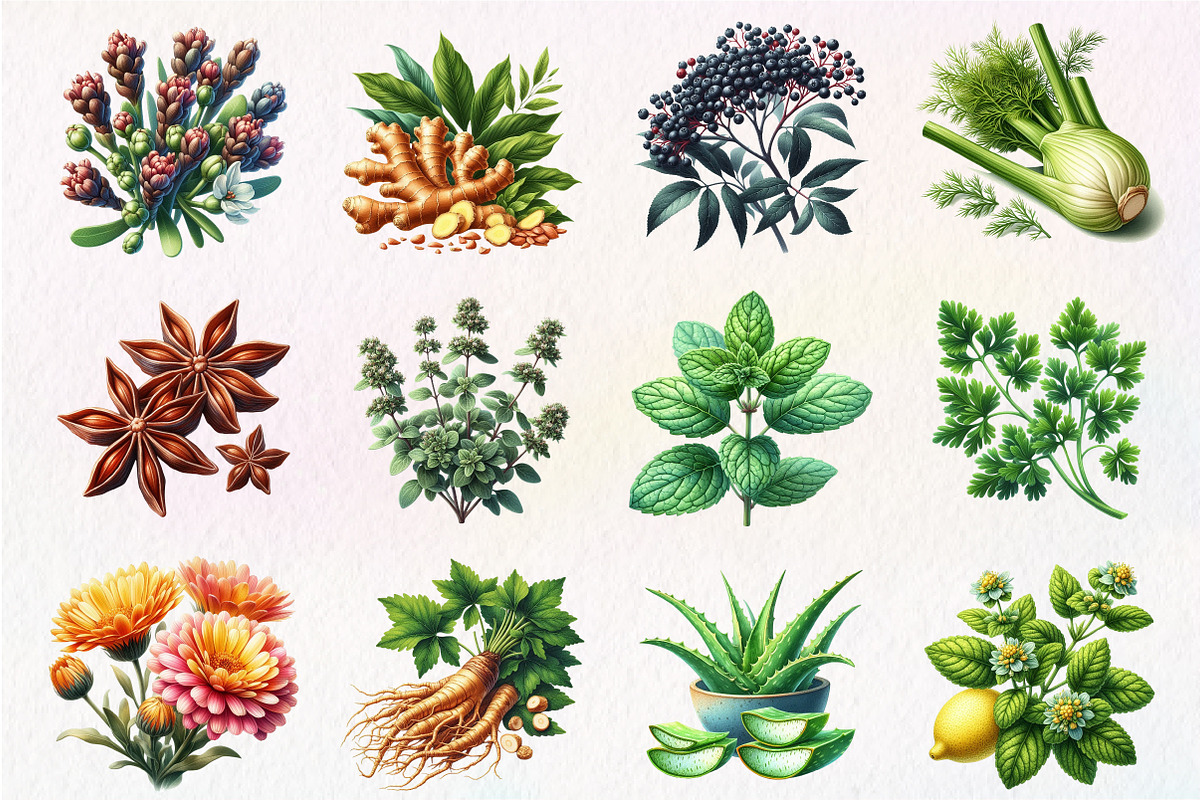 Watercolor Medicine Herbs Clipart, an Illustration by Dream Creation (Photo 4 of 5)