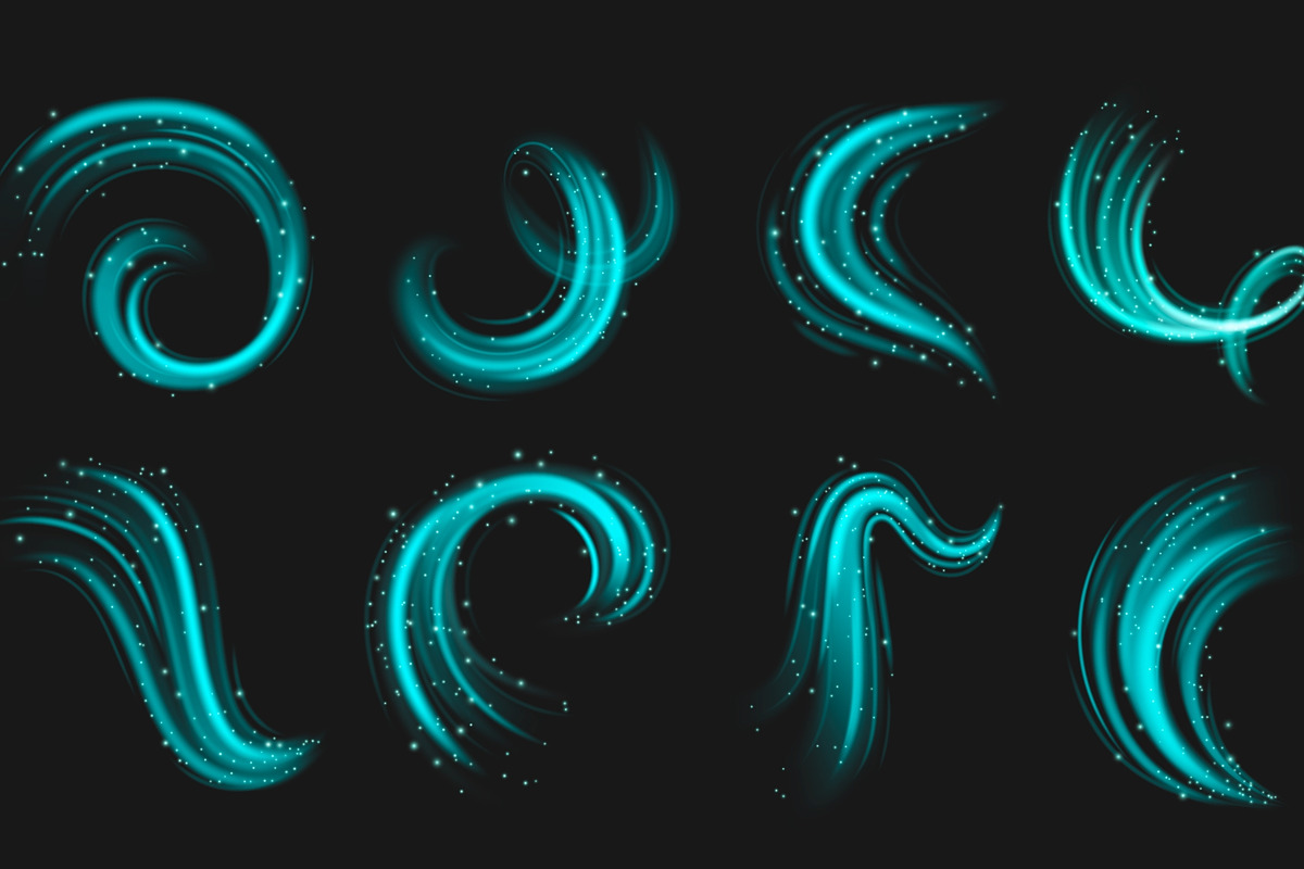 Magic light turquoise swirls with, an Object Illustration by art PVP - market (Photo 2 of 3)