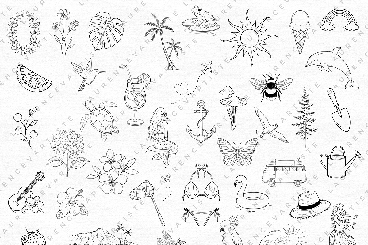200 Summer Procreate Stamps PNG, a Brush Add-On by LaurenceVArtiste (Photo 2 of 6)