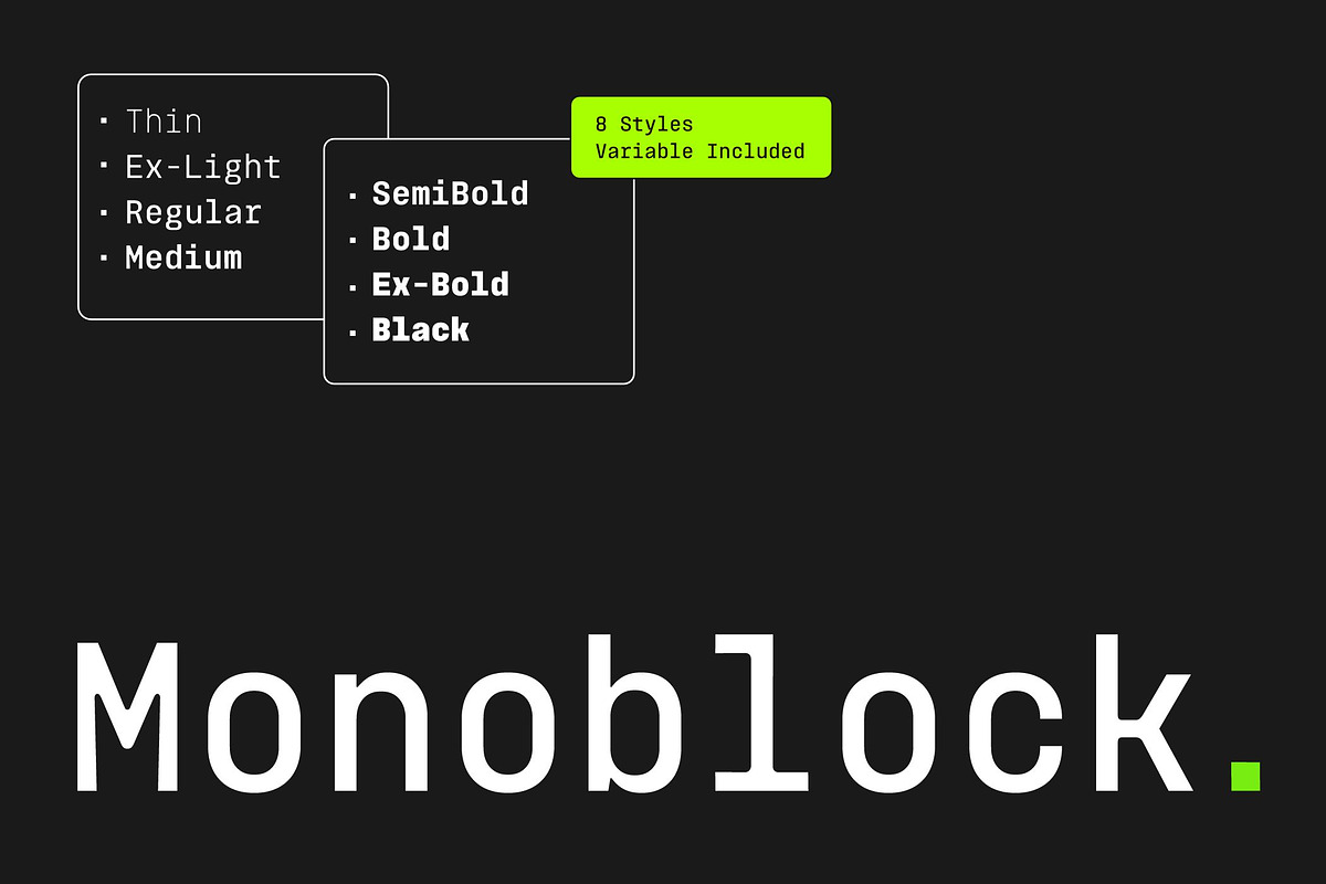 Monoblock, a Font by Glowtype (Photo 1 of 10)