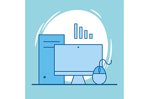 computer server and mouse, a Technology Illustration by studiogstock