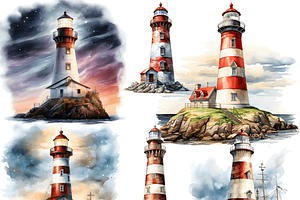 Watercolor Lighthouse Clipart