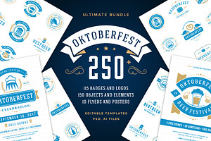 Oktoberfest vintage badges & labels, a Branding & Logo Template by Vasya Kobelev