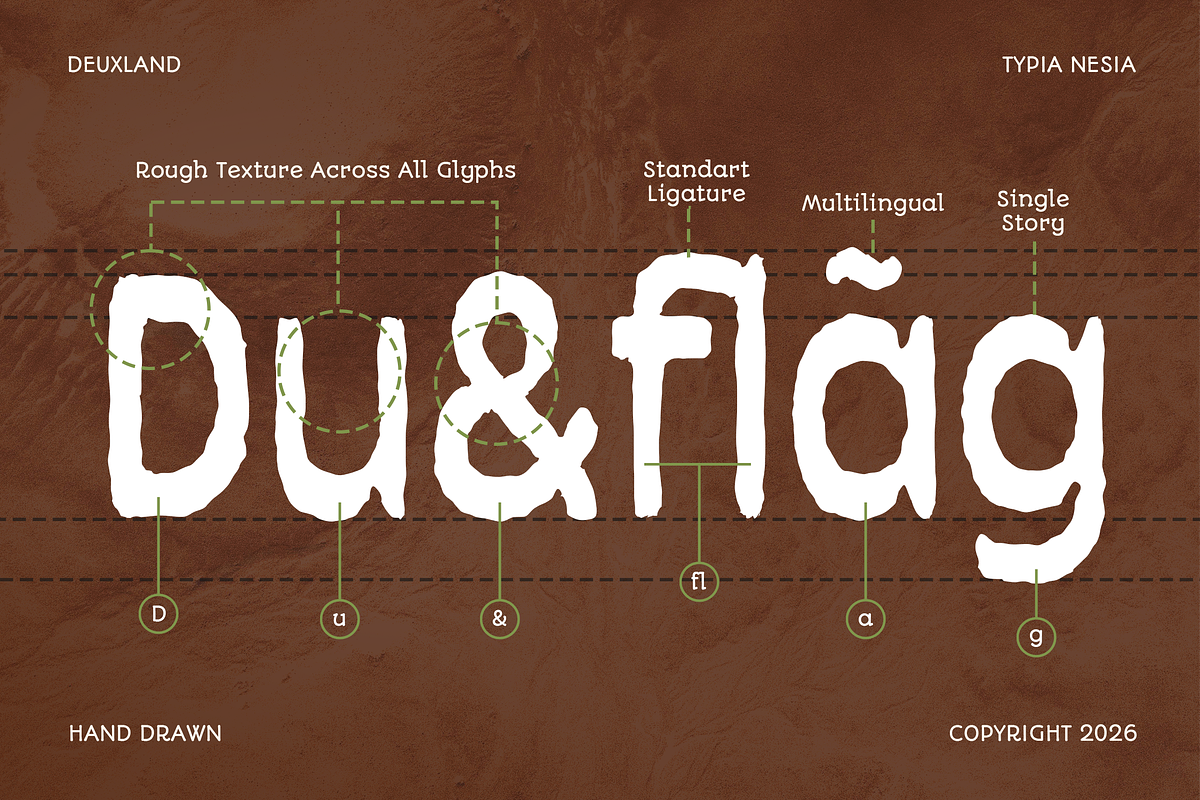 Deuxland - Vintage Handdrawn Font, a Handwritten Font by Typia Nesia (Photo 8 of 9)