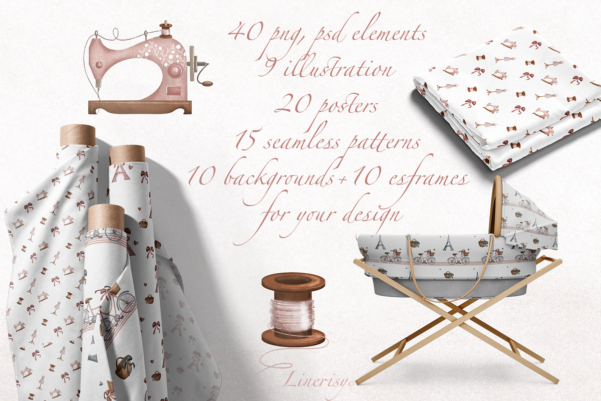 Vintage Paris-Baby collection, a Decorative Illustration by Linerisyart (Photo 3 of 18)