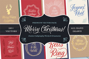 Merry Christmas Calligraphy Vectors, a Decorative Illustration by Molly Suber Thorpe