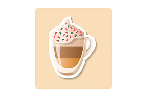 Dessert Coffee Sticker Illustration