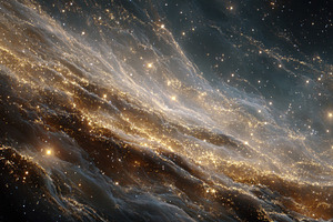 Golden Nebula Cosmic Dust Space Star, a Photo by Pixeness Studio