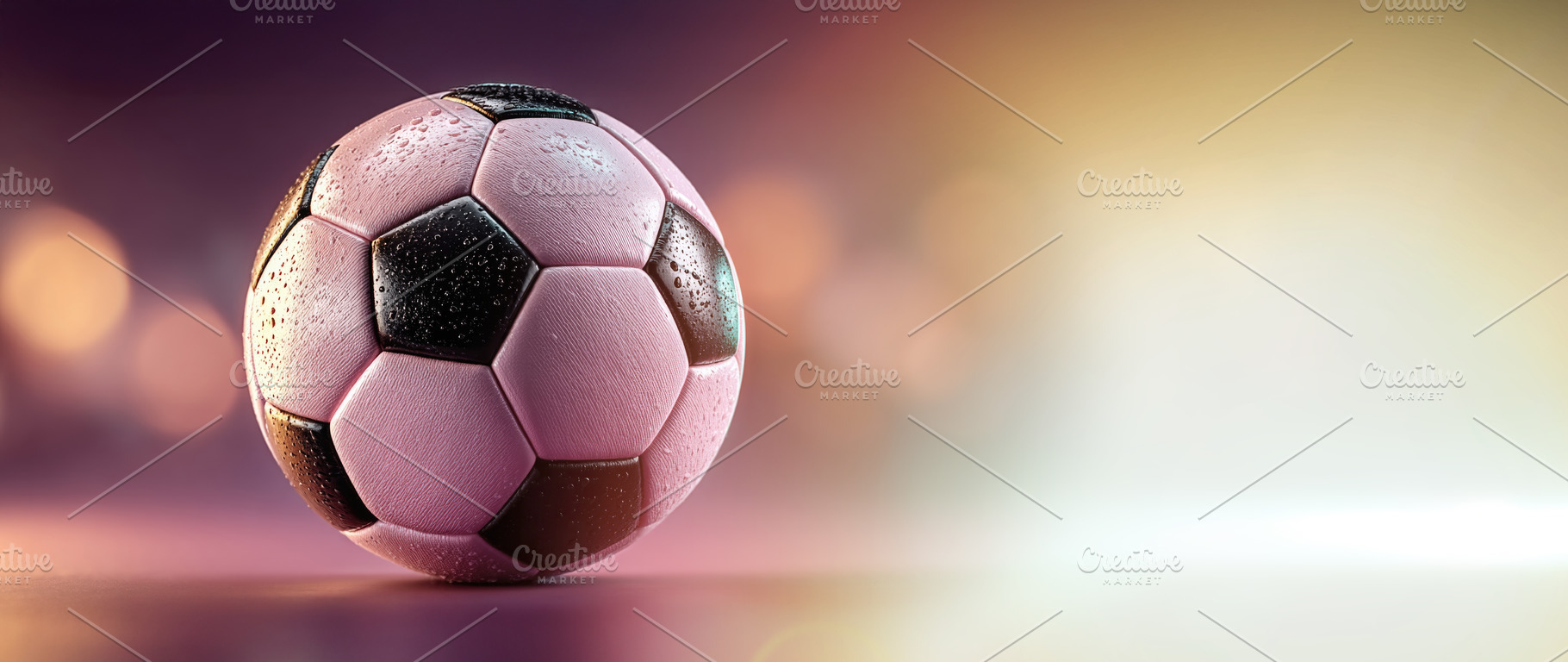 Pink Soccer Ball with Soft Stadium Lights and Copy Space, a Sports & Recreation Photo by José Manuel Gelpi