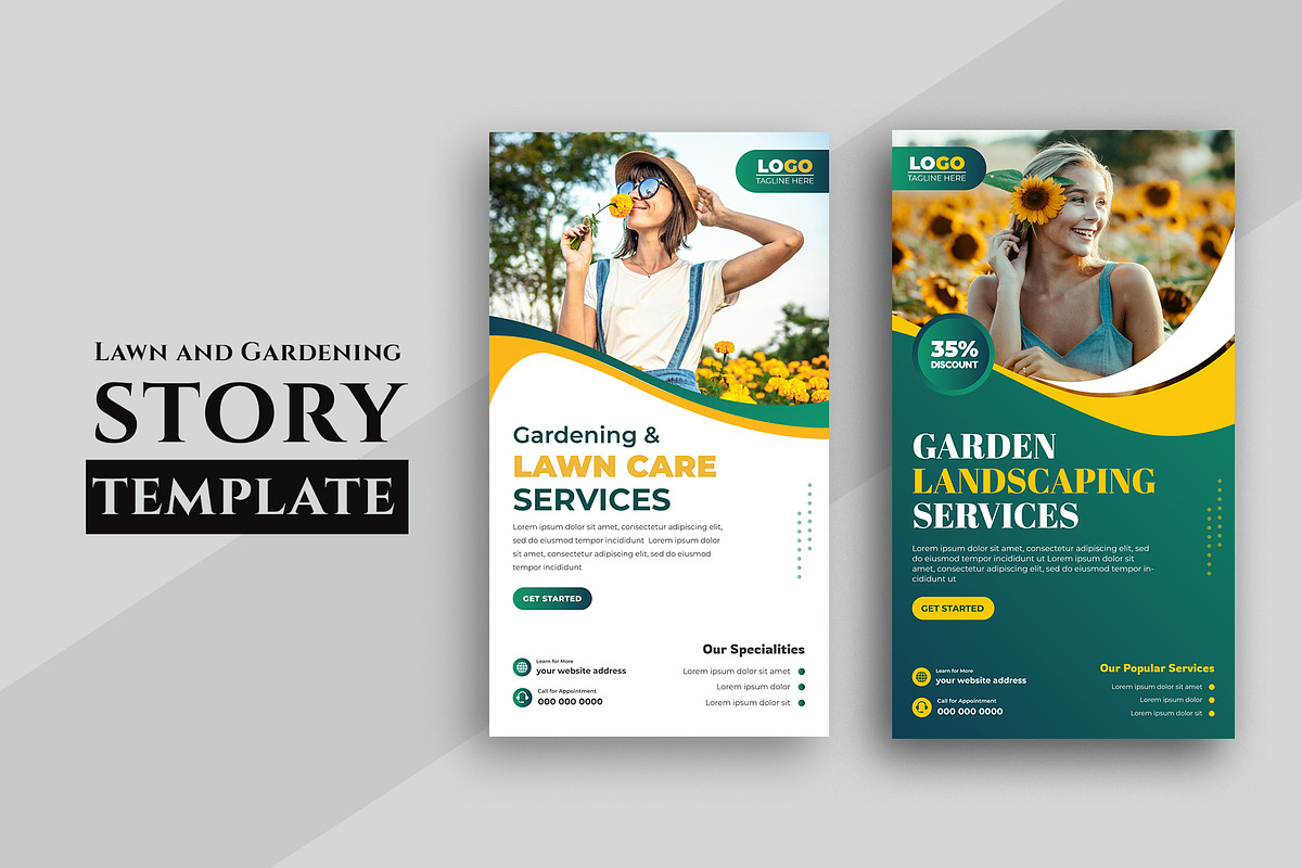 Lawn Gardening social media stories, a Social Media Template by nandinigraphics