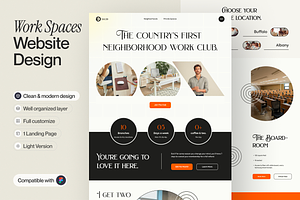 Co-Work Spaces Landing Page, a Websites & App Template by sajon.co