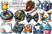 Watercolor Man’s Birthday Clipart, an Illustration by Daily.Designs (Thumbnail 1 of 5)
