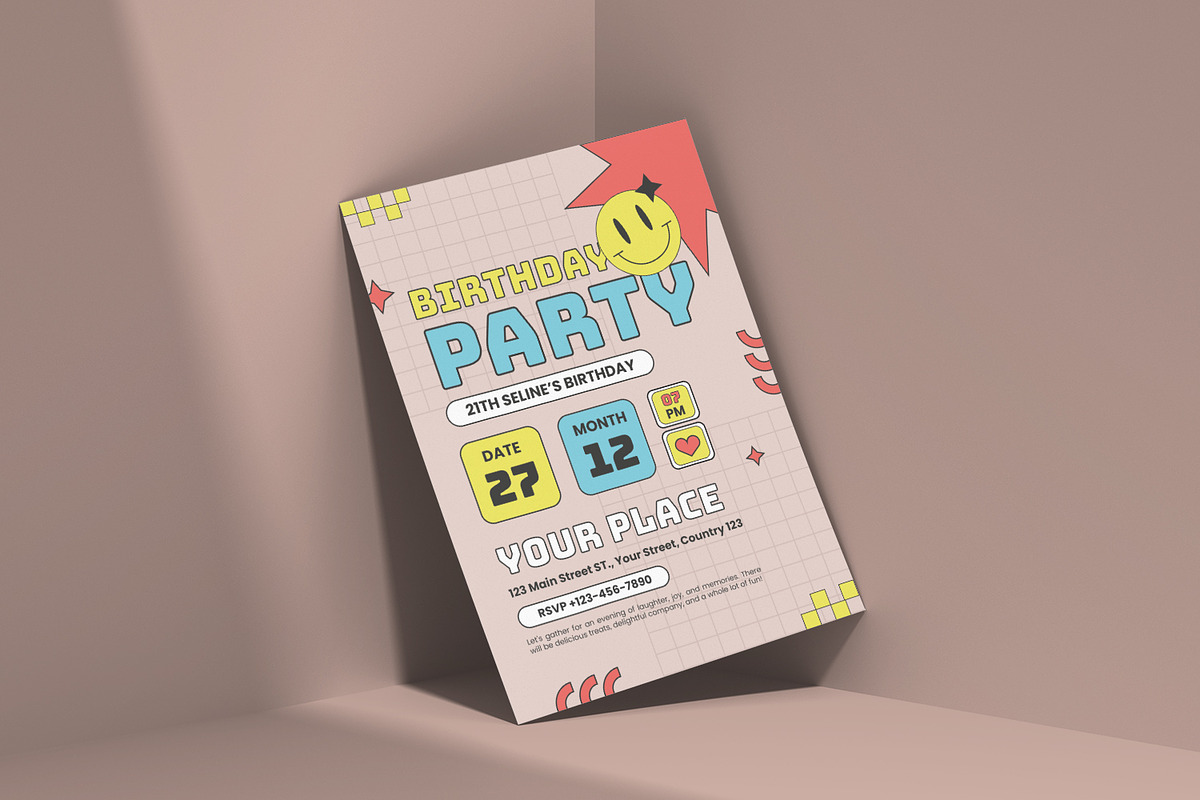 Retro - Birthday Invitation, a Print Template by VUNIRA (Photo 2 of 2)
