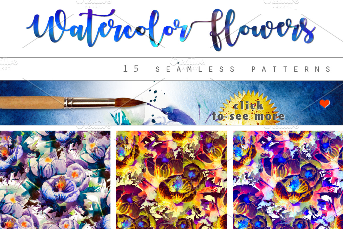 Spring flowers, watercolor painting, a Texture Illustration by Allween (Photo 4 of 7)