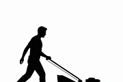 silhouette of a man mowing the lawn, an Illustration by Amazin_art (Thumbnail 12 of 21)