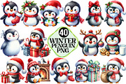 Winter Penguin Christmas Penguin, an Illustration by Pixels.Craft (Thumbnail 1 of 7)