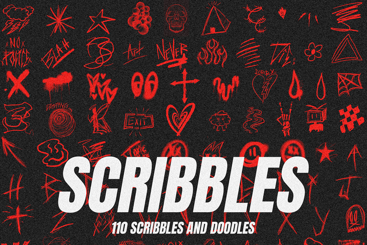 Scribbles and Doodles - 110 PNGs, an Object Graphic by Ridgeline Media CA (Photo 3 of 3)