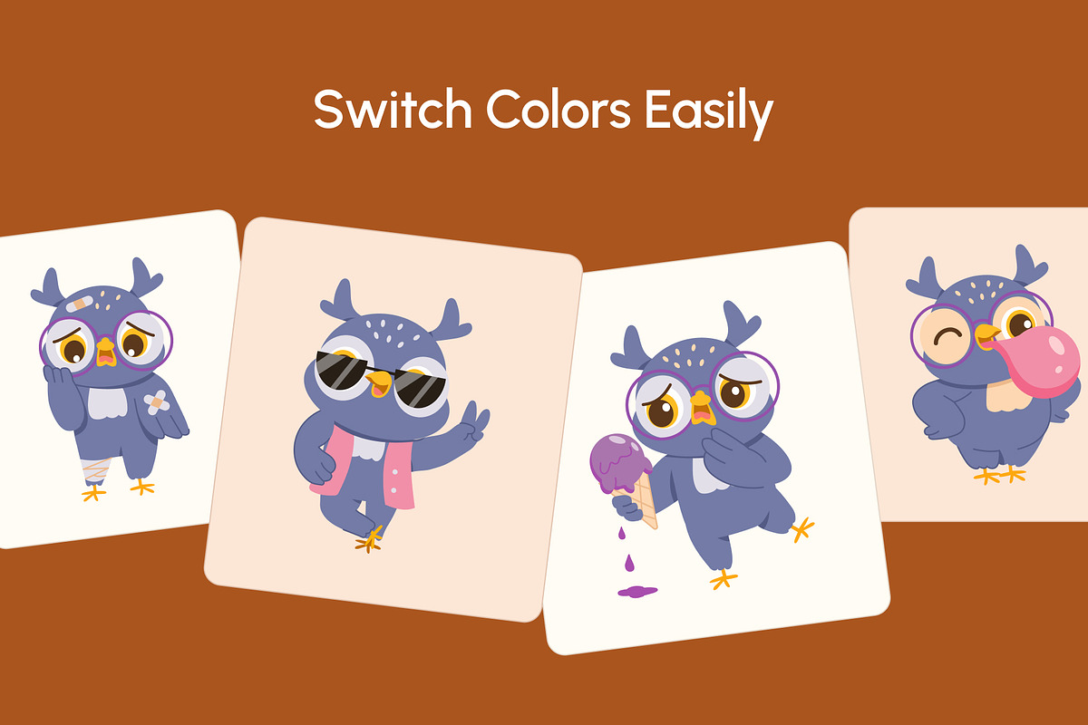 60 Owl Characters Illustration, an Animal Illustration by Brickclay (Photo 5 of 12)