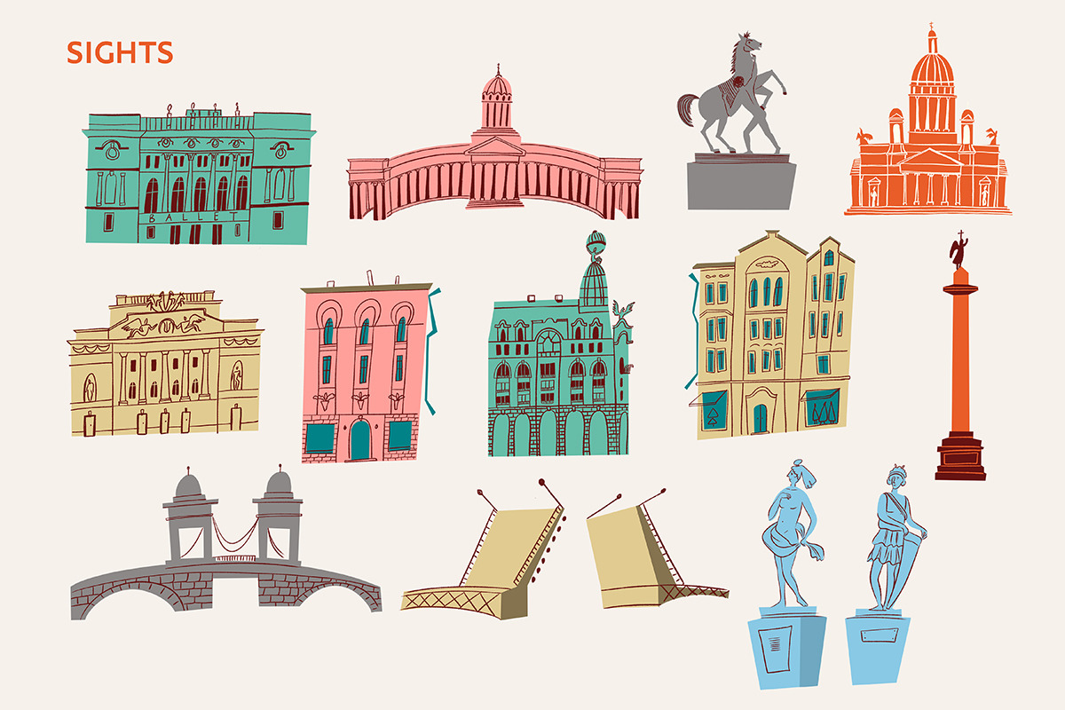 Illustrated map of St. Petersburg, a Person Illustration by Dina_Ruzha (Photo 4 of 10)
